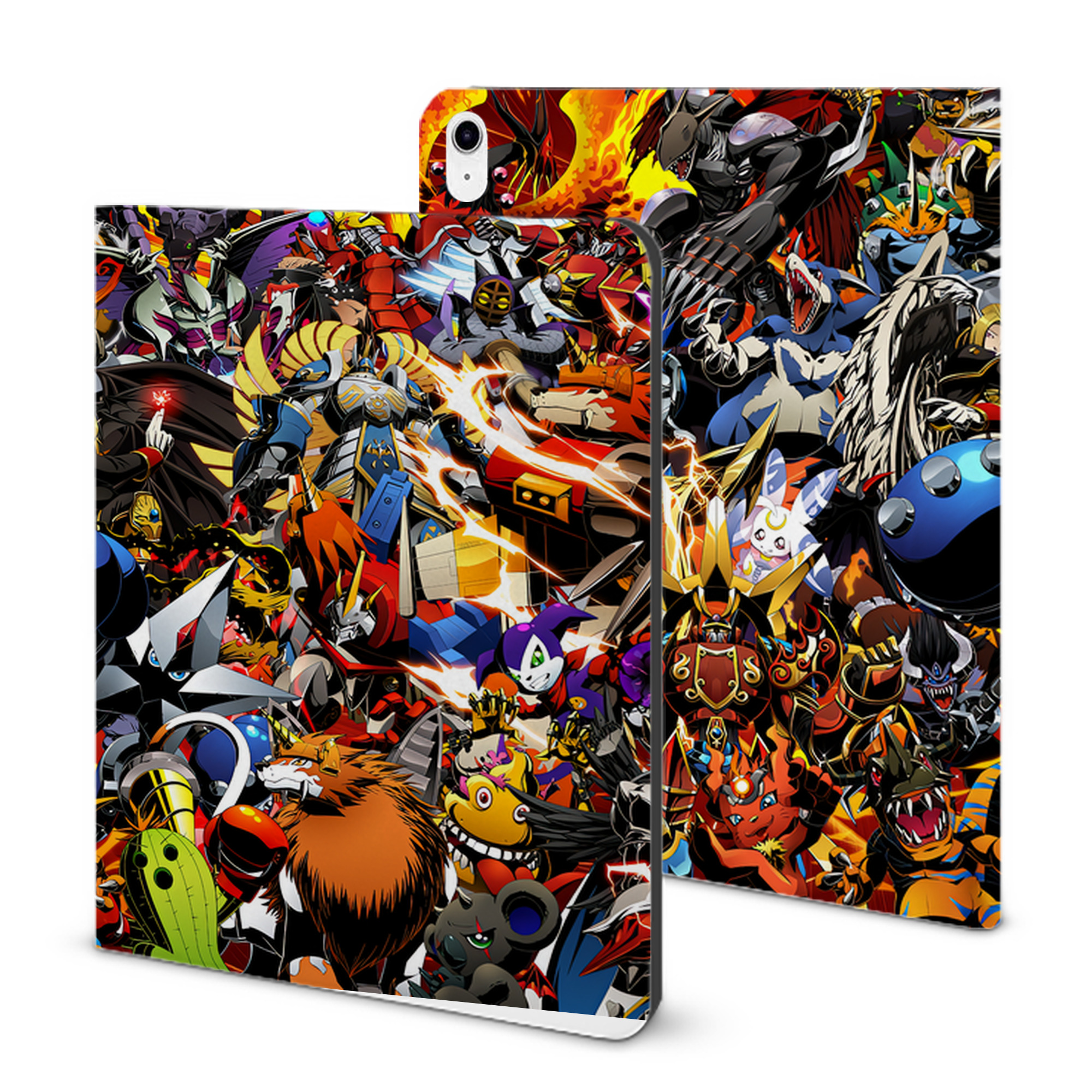 （画像用） Digimon デジタルモンスター/デジモン IPad ケース ブック型 PUレザー TPU 耐衝撃 軽量 薄型 ペン収納なし 全面保護 IPad 各モデル対応